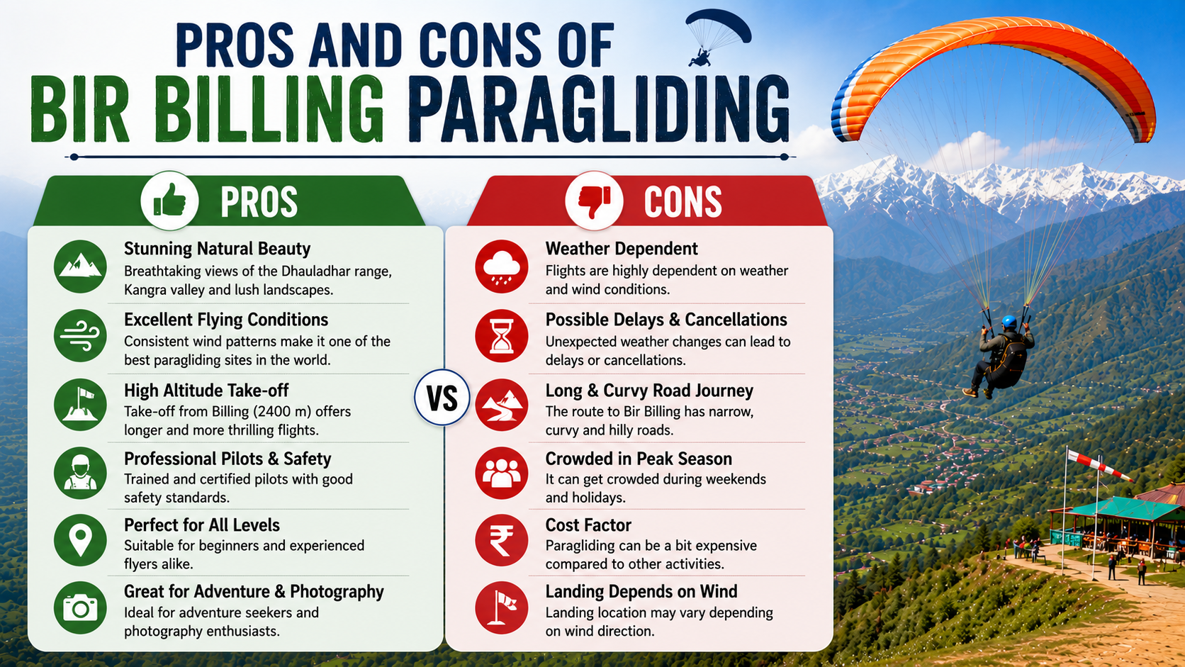 Pros and Cons of Bir Billing Paragliding
